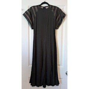 Alicia Vintage Women's Size 7/8 Black Mesh Sleeve Midi Open Back Keyhole Dress